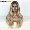 Crown & Glory Wigs  FREEDOM Synthetic Lace Front Wigs For Women Straight Lace Wig With Baby Hair 24 inches Ombre Brown Highlight Wigs Cosplay Wig