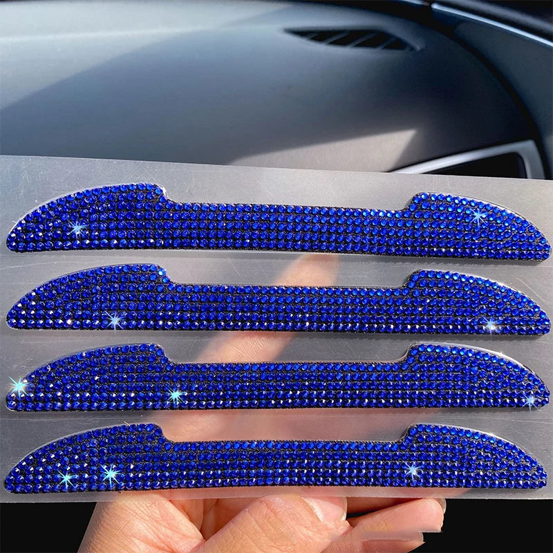 Car   4 PCS Car Door Inlaid Diamond Side Edge Protector Bumper Rear View Mirror Anti-Collision Strip Scratch Sticker Styling Moulding