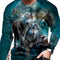 Men clothing Street Fashion Men's Long Sleeve T-shirt  Wolf Print