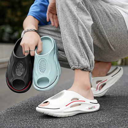 Men shoes Comwarm Men Clogs Slippers Mens Flat Sandals Summer Holes Garden Shoes   Beach Sandals EVA Thick Sole Home Slides Fashion