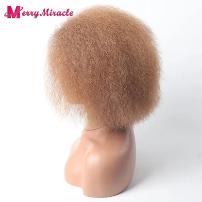 Crown & Glory Wigs  Short Fluffy Straight Synthetic Wig for  Women Kinky Straight Hair Natural Colour Afro Wigs for Women