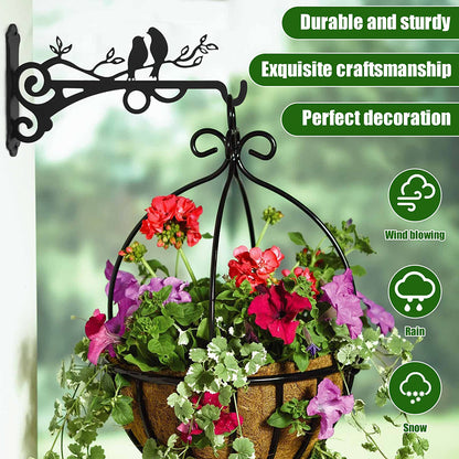 Outdoor Metal Hanging Basket Hooks Black Solid Steel With Screws Outdoor Plant Bracket Wall Mounted Hook Plants Lantern Bird Feeder