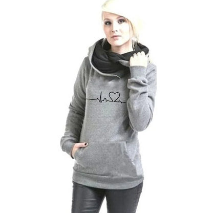 Woman clothing   Fashion Women's Hoodie Lapel High-neck Long-sleeved Hooded Sweatshirt Casual Pullover