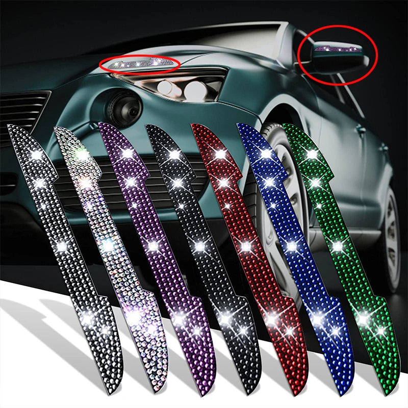 Car   4 PCS Car Door Inlaid Diamond Side Edge Protector Bumper Rear View Mirror Anti-Collision Strip Scratch Sticker Styling Moulding