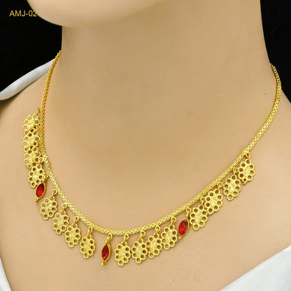 Jewellery   ANIID African 24K Gold Color Necklace With Tassel For Women Bride Crystal Jewellery Italian Wedding Dubai Wholesale