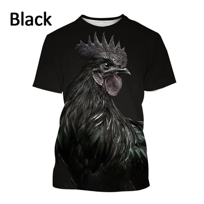 Men clothing Newly Sold 3D Printed Men's Short Sleeve Personality Fashion Casual Animal Color Rooster Print T-shirt