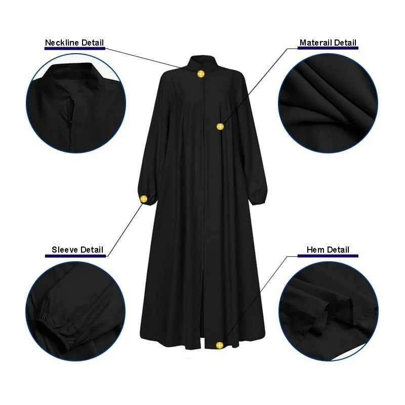 Muslim Family   Jalabiya Dress Women Long Sleeve Muslim Eid Casual Solid Color Abaya Caftan Kaftan Dresses Ramadan Abayas Vestido Zipper Robe