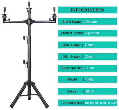 Style & Shine Hair  Wig Stand With Three Holders