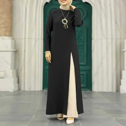 Muslim family   Abayas for Women, Long Sleeve, High Split Hems Robe, Elegant Women's Dress, Ice Silk, Wrinkle, Fashion, 2021