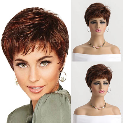 Crown & Glory Wigs  Brown Wig  Natural Synthetic Wigs for Women 10Inch Short curly Wig Daily Party Heat Resistant Hair