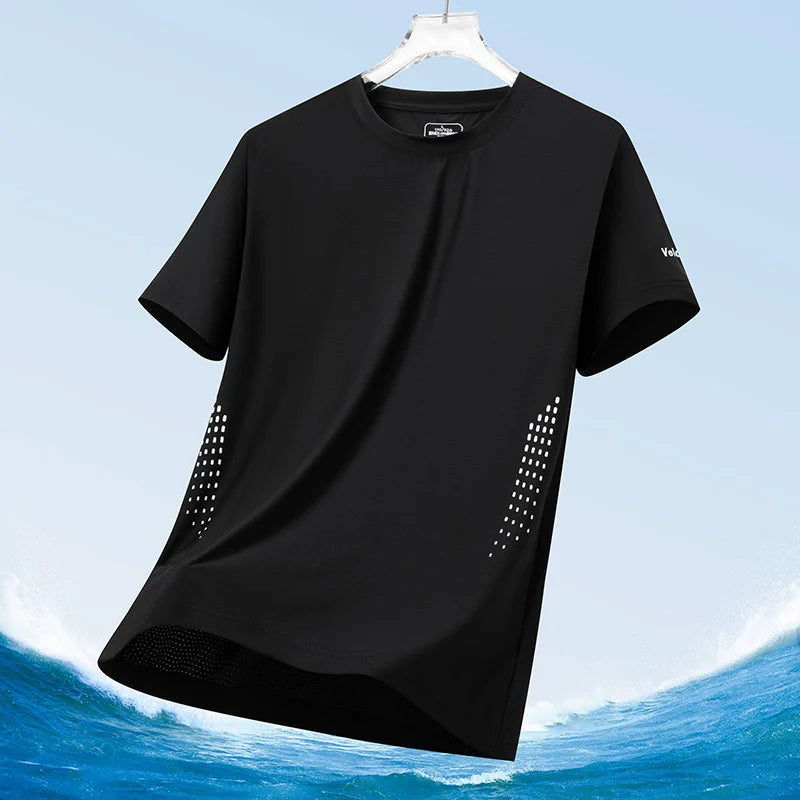 Men clothing  Ice Silk Thin Short Sleeve Quick Drying T-shirt for Men