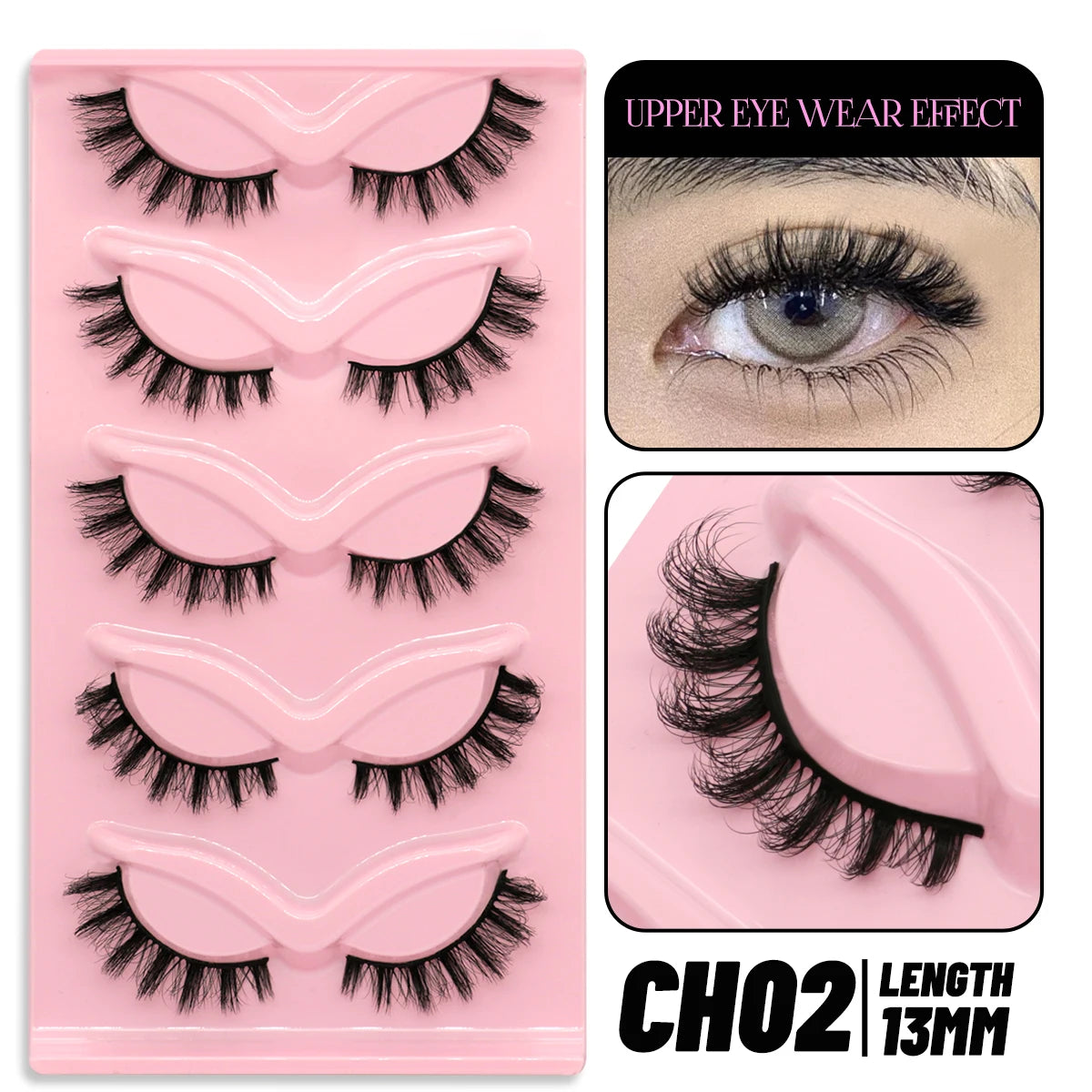 Makeup and face GROINNEYA Cat Eye Lashes Faux Mink Eyelashes Natural long Winged End Eye Elongated Eyelashes Faux Cils Eyelashes Extension