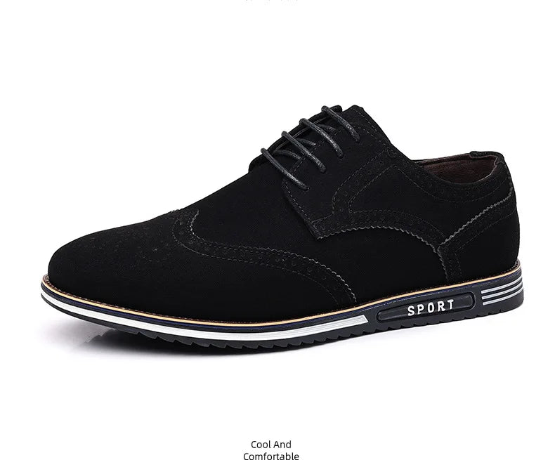 Men shoes Faux Suede Shoe Lace Up Black Oxford Shoe for Men Flat New Fashion Sneaker Man Autumn Breathable Comfortable Casual Men Shoe