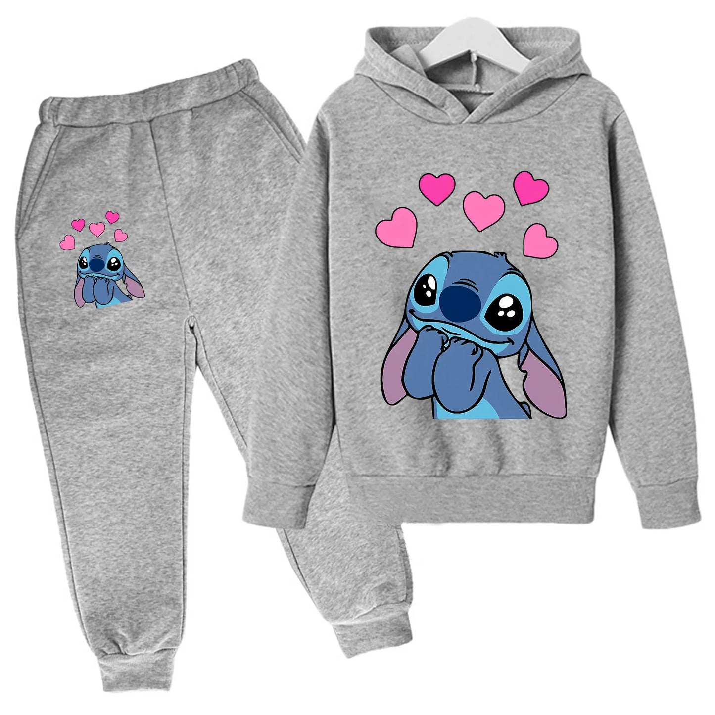 Girl clothing  Girls Clothes Stitch Hoodies Sweatshirts Children's Clothing Sets Child Girl Tops + Pants 2 Pcs Suits Kids Boys Tracksuits Set