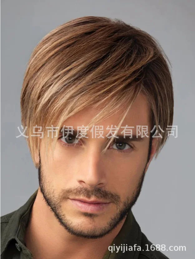 Crown & Glory Wigs   Wigs men's gradient grey parted bangs short straight hair wig set