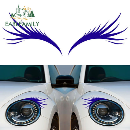 Car   EARLFAMILY 13cm x 9.5cm Auto Eyelash Graphics Car Sticker Funny Car lights Decals Waterproof  Vinyl Car Wrap 3D Decoration