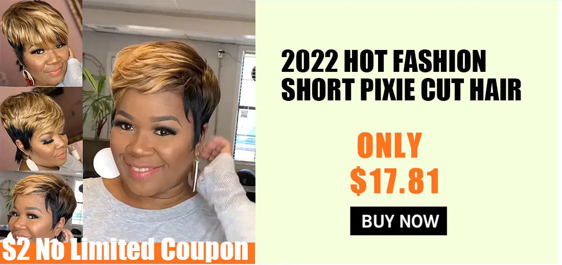 Crown & Glory Wigs  WIGERA Highlight Synthetic Short Straight Pixie Cut Hair Bob Wig Ombre Honey Blonde Mix Black Bronw Layered Hair Wigs For Woman