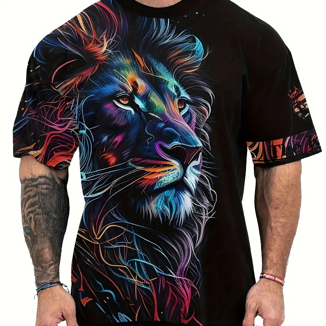 Men clothing  Lion and Crown   Men's Novelty Short Sleeve T-shirt