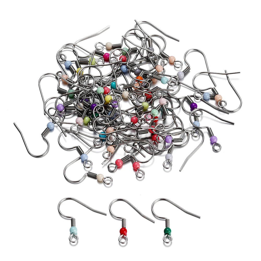 Jewellery  20-50Pcs No Allergic Stainless Steel Ear Hook Earrings Clasps Ear Wire Findings For DIY Jewelry Making Supplies Accessories