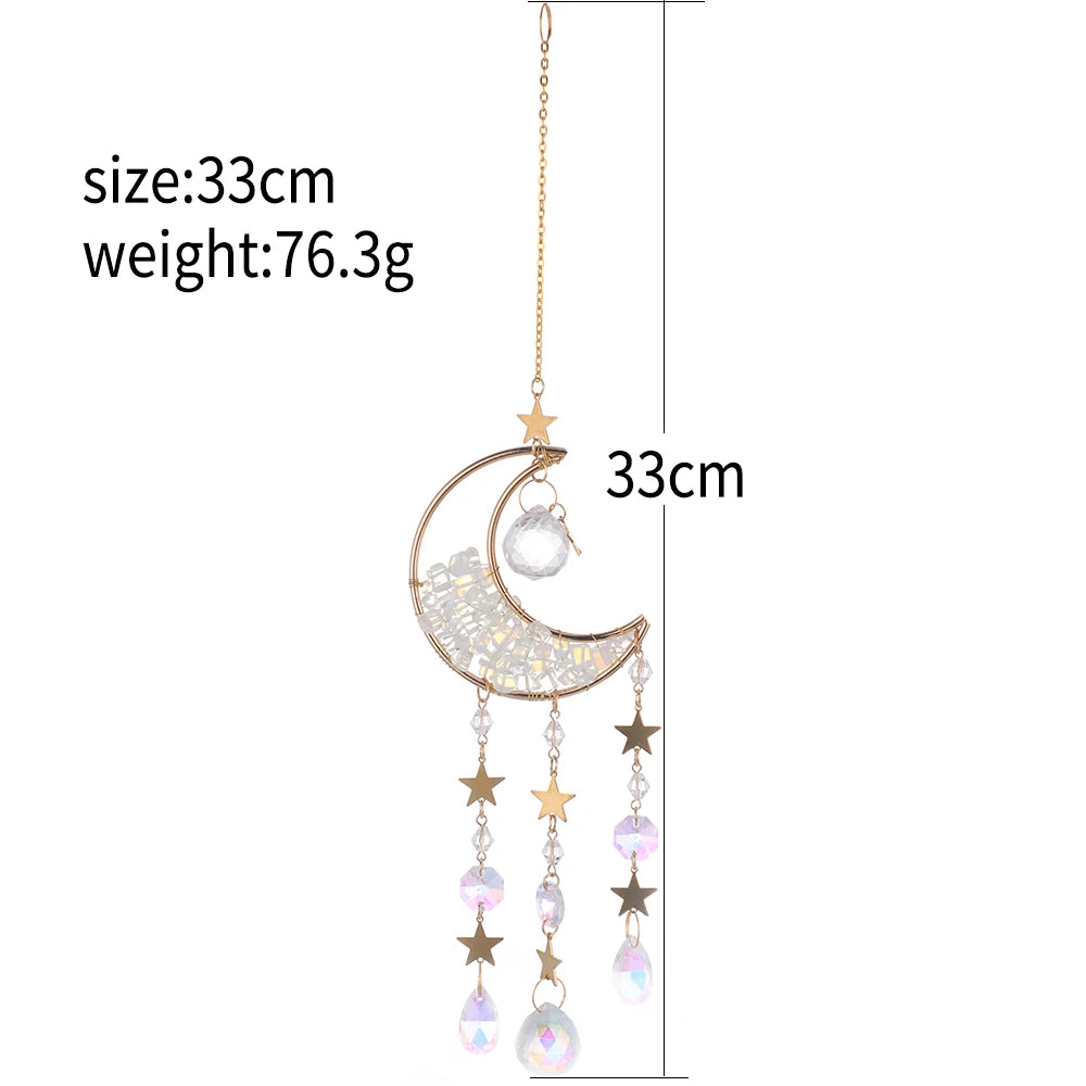 Outdoor Crystal  Suncatcher Moon Amethyst Rainbow Maker Hanging Decor Sun Catcher Light Catcher Xmas Outdoor Window Garden Decoration