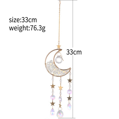 Outdoor Crystal  Suncatcher Moon Amethyst Rainbow Maker Hanging Decor Sun Catcher Light Catcher Xmas Outdoor Window Garden Decoration