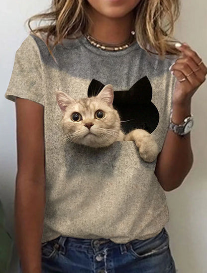 Woman clothing   3d Dogs Cat Print T Shirt Fashion Womens Tees Tops