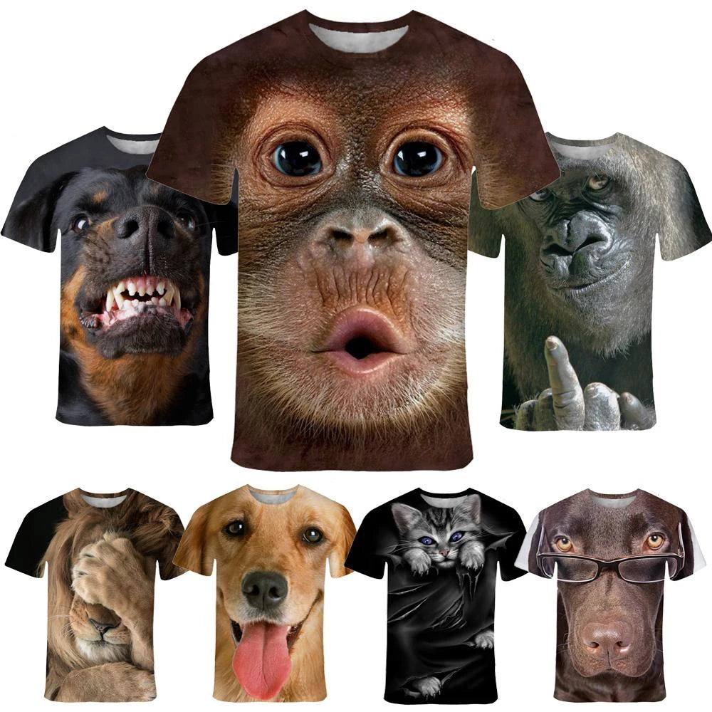 Woman/men  clothing Animal Face 3d Printed T-shirt Men and Women