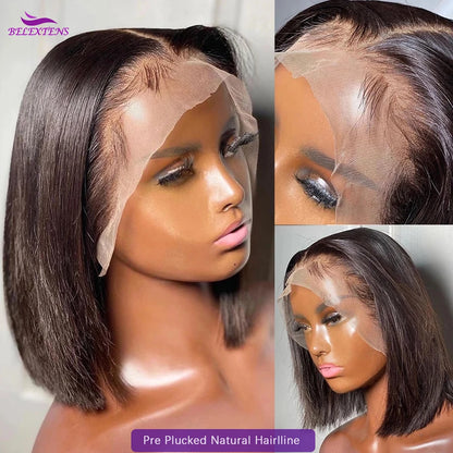 Crown & Glory Wigs 13x4 Bob Wig Human Hair Lace Front Wigs Human Hair Pre Plucked with Baby Hair 220% Density 10-16 inch Cheap Short Bob Hair Wigs