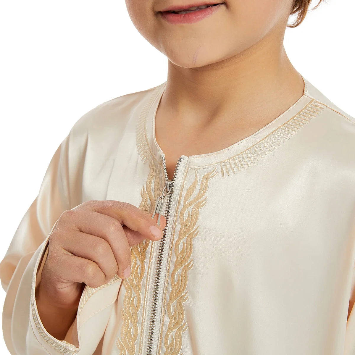 Muslim family   Teenage Ramadan Eid Muslim Robe Islamic Arab Children Long Sleeve Dress Jubba Thobe Abaya Dubai Boys Clothing Turkey Middle East