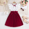 Girl clothing  Summer New Arrival Girls Sleeveless O Neck Ruffles Patchwork Red Designer Cute Party Princess Dress Custume 8-12T