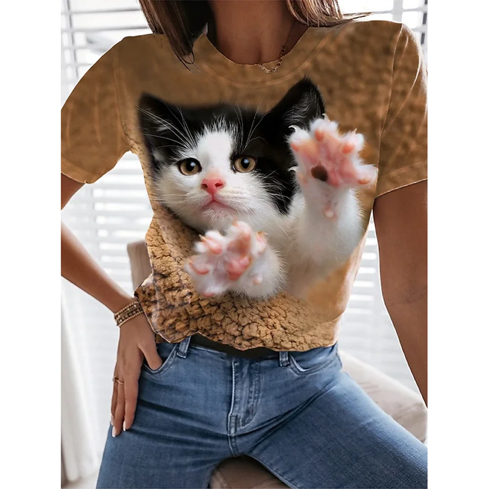 Woman clothing   3d Dogs Cat Print T Shirt Fashion Womens Tees Tops