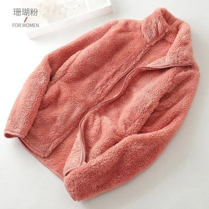 Woman clothing   Coral fleece plush jacket women's autumn and winter polar fleece thickened loose fragrance 2022 warm clothes jacket ins hot