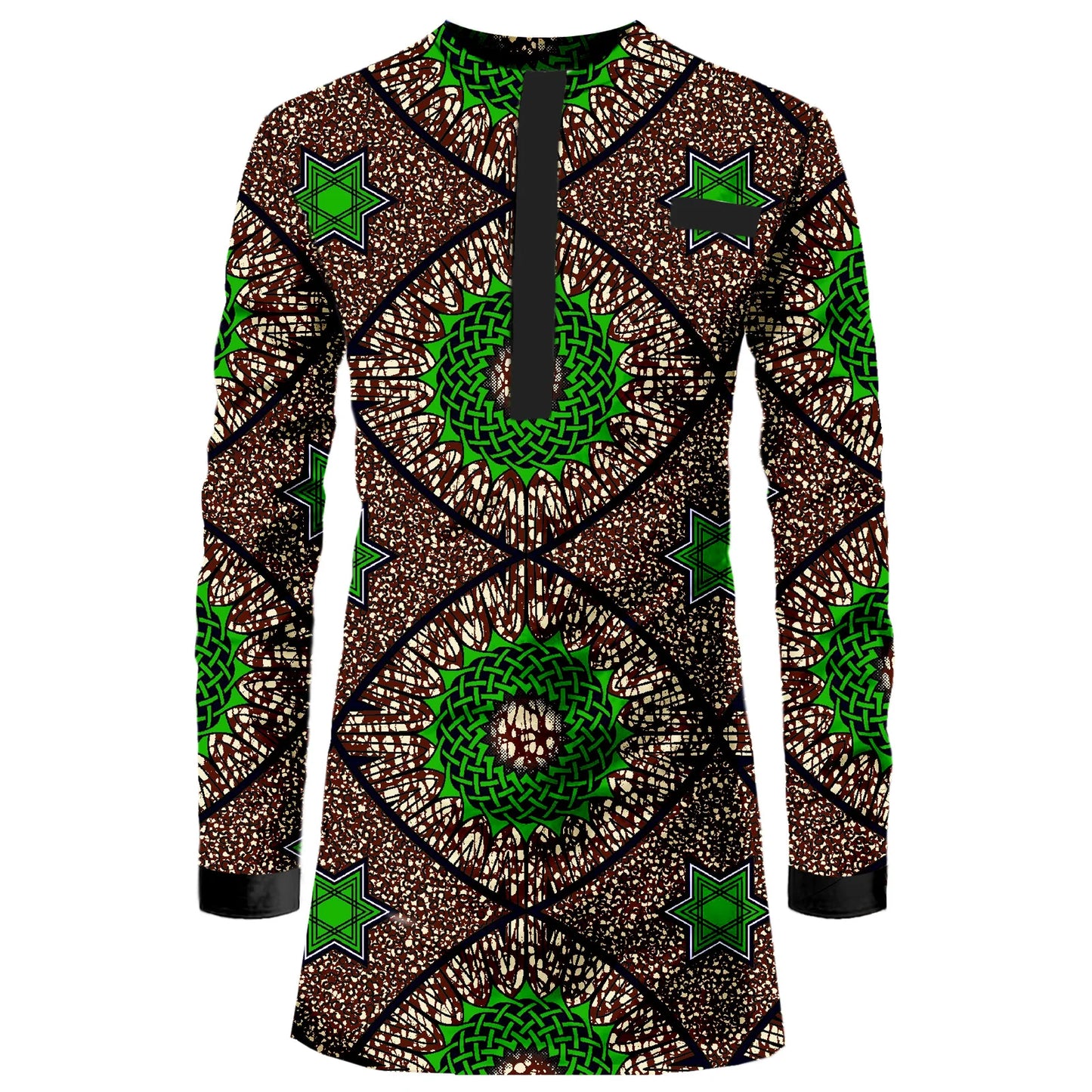 Muslim family   SEA&ALP Men's African Traditional Pattern Printed Casual Long Sleeve Dashiki Shirt Hidden Button Down Attire