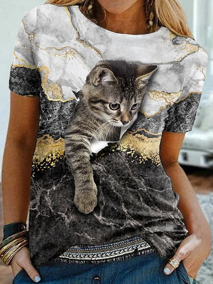 Woman clothing   3d Dogs Cat Print T Shirt Fashion Womens Tees Tops