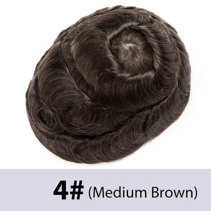 Crown & Glory Wigs   Toupee Hair Men 0.12-0.14mm Full Skin Base Male Hair Prosthesis 6" Natural Human Hair Man Wig Men's Capillary Prothesis Systems