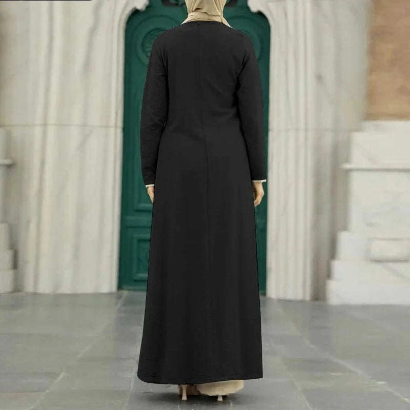 Muslim family   Abayas for Women, Long Sleeve, High Split Hems Robe, Elegant Women's Dress, Ice Silk, Wrinkle, Fashion, 2021