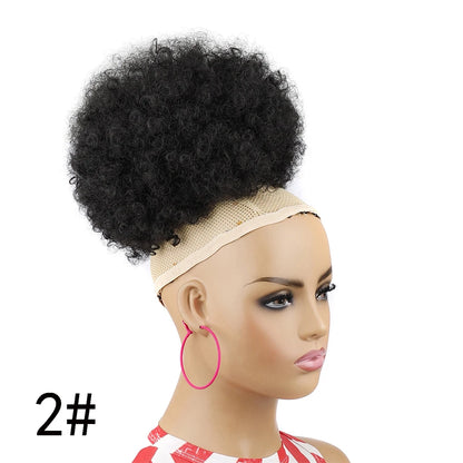 Crown & Glory Wigs  Afro Puff Drawstring Ponytail Extension for Black Women 10 Inch Synthetic Extra Large Fluffy Kinky Curly Hair Bun Donut Chignon