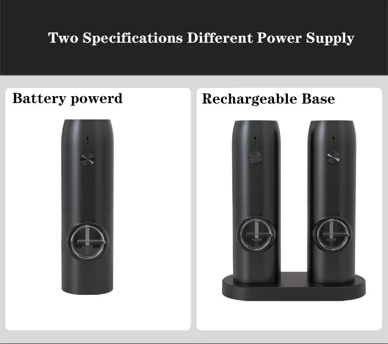 Kitchen Electric Salt and Pepper Grinder Set with Charging Base and LED Light Adjustable Coarseness Automatic Spice Herb Mill kitchen appliance