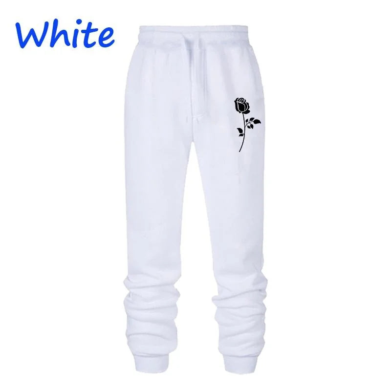 Woman clothing   Rose Printed Loose Long  Casual Fleece Sweatpants