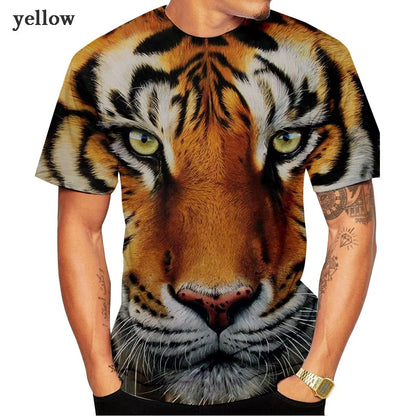 Men clothing   Tiger 3d Short Sleeve Clothes Creative Animal Digital O-neck T-Shirt