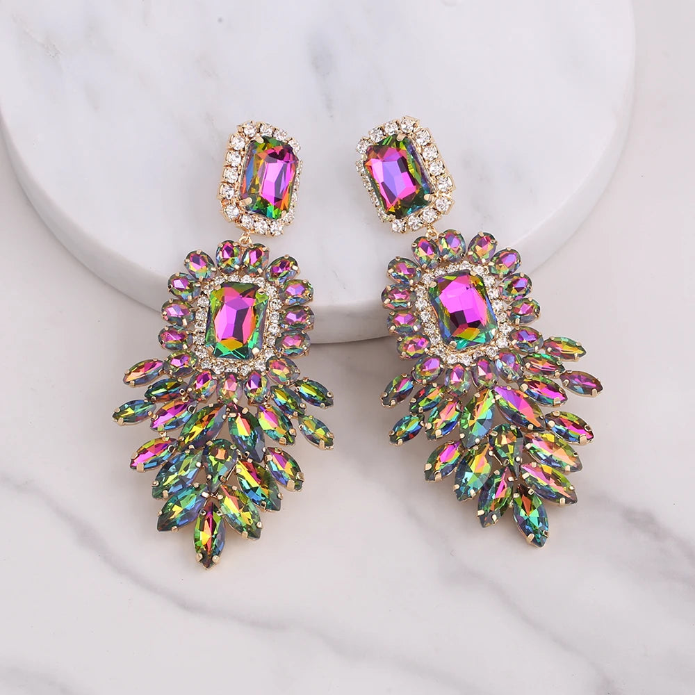 Jewellery   New Metal Rhinestone Geometric Earrings Home Party Fashion Dangle Earrings Women's Shining Statement Earrings Jewellery Wholesale