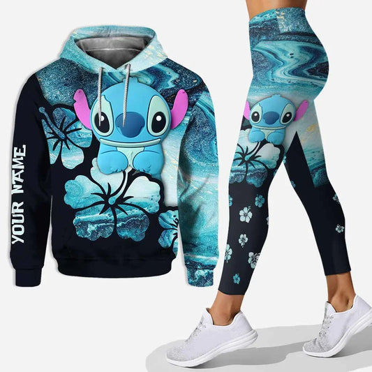 Woman clothing  3D Hoodie and Leggings Set Women's Casual Stitch Yoga Pants Suit Disney Yoga Hoodie Leggings Fashion Tracksuit Set