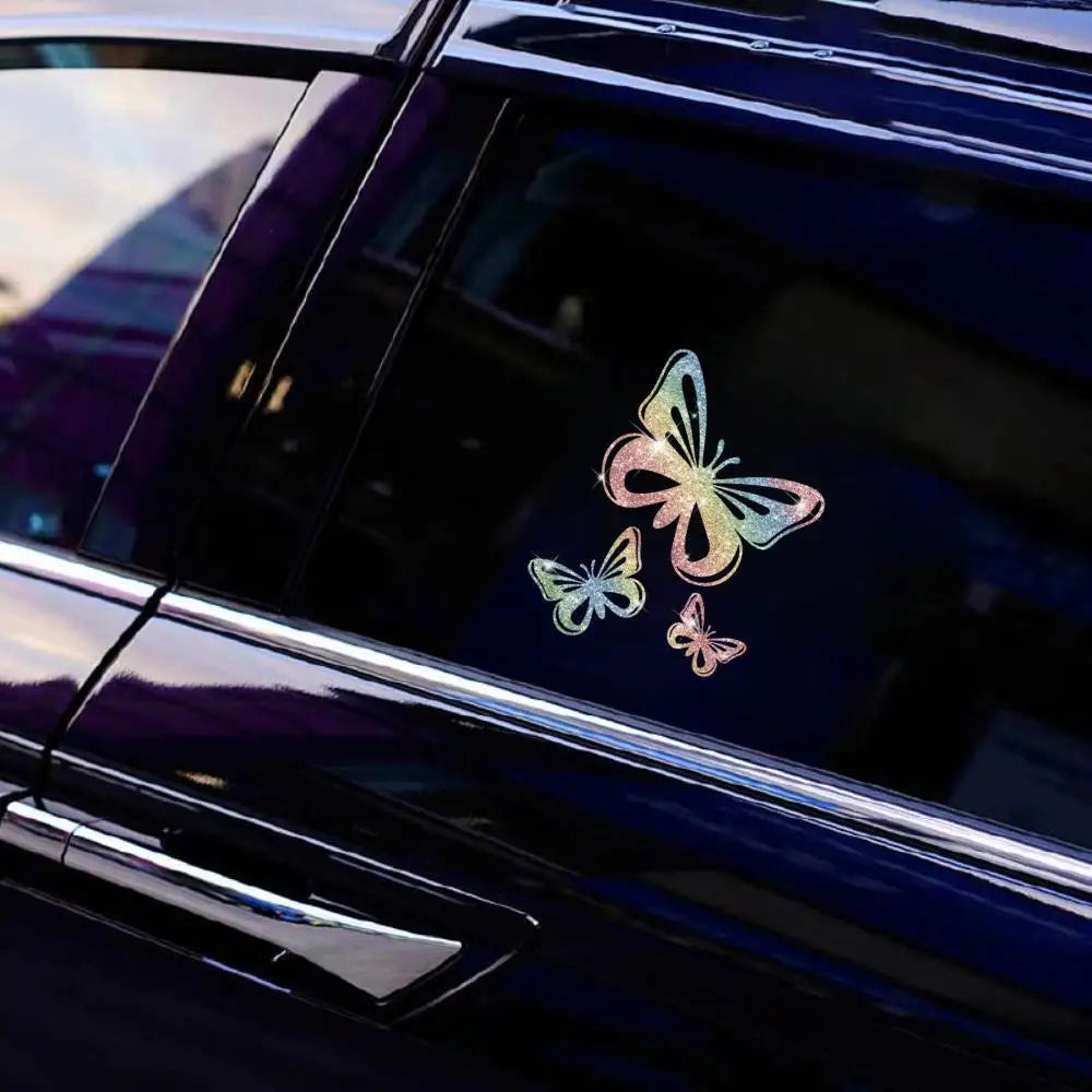 Car  3pcs/set Shining Stylish Butterfly Car Sticker Innovative imitation diamond sticker Shiny Cute Car Stickers Car Styling Cartoon