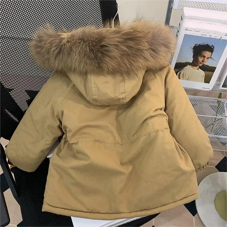 Girl clothing 2024 Winter Girls 3-10 Years Fashion Fur Hoode Thick Warm Fleece Jacket Kids Coat Outerwear Two Colors