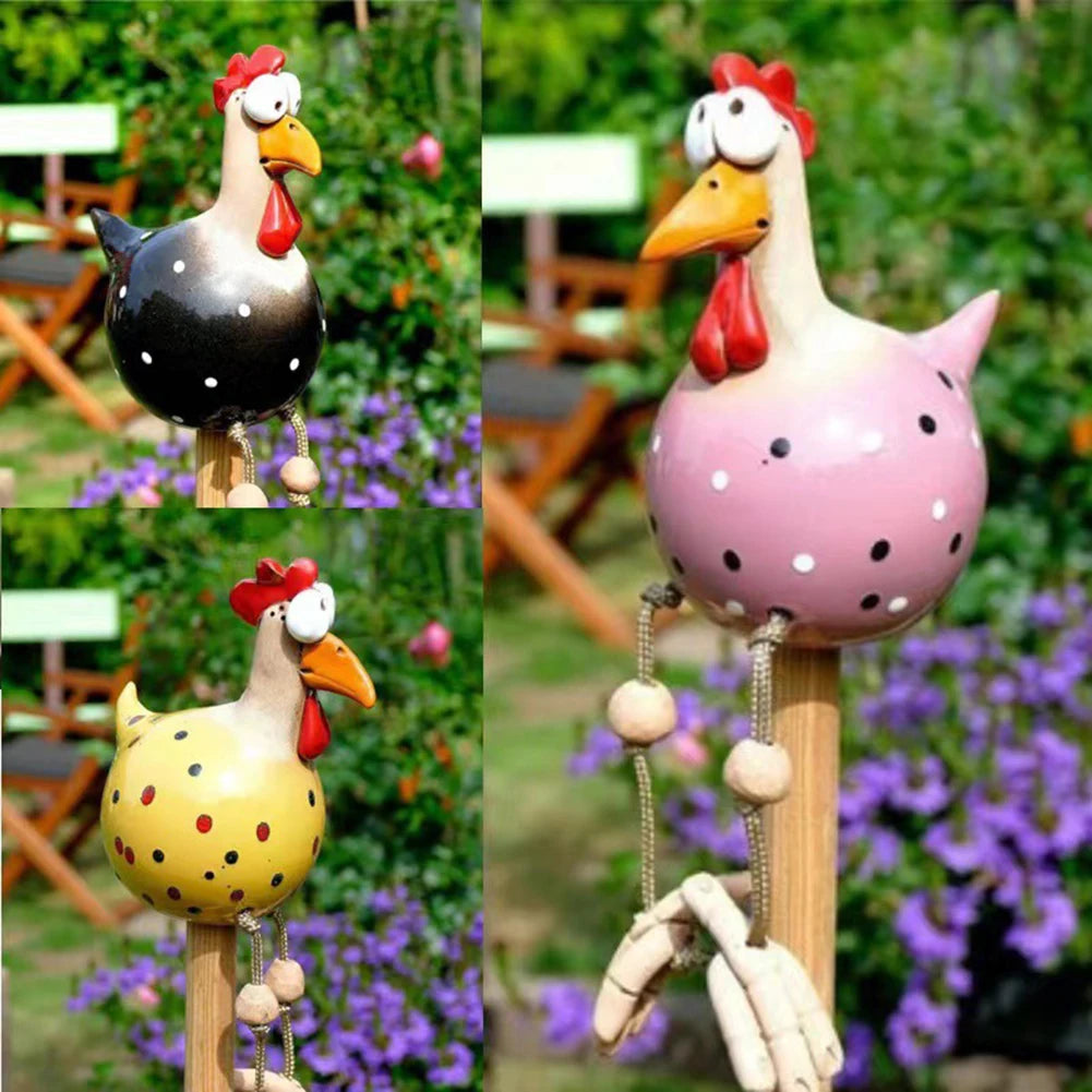 Outdoor  Big-eyed Chicken Creative Sculptures Garden Supplies Long Feet Craft Handicraft Waterproof Perfect Gifts for Outdoor Indoor Yard