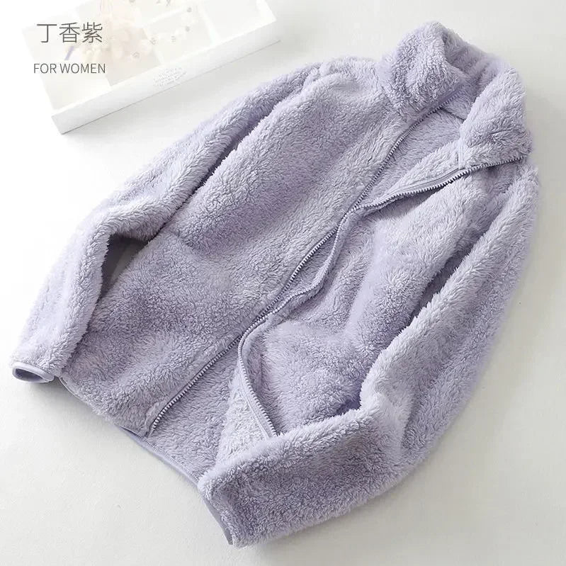 Woman clothing   Coral fleece plush jacket women's autumn and winter polar fleece thickened loose fragrance 2022 warm clothes jacket ins hot