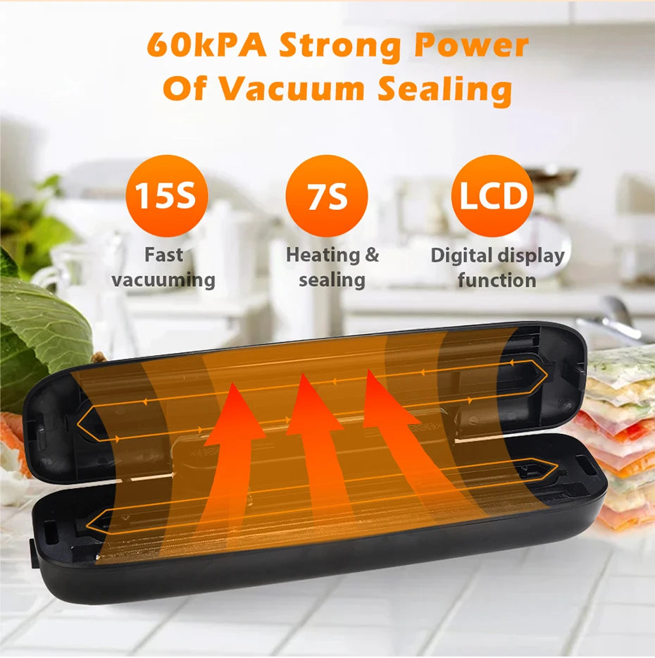 Kitchen  Electric Food Vacuum Sealer Machine And Bags Fast Vacuuming Wet Dry Food Kitchen Household Vacuum Packaging Vaccum Sealing Machine Mini kitchen appliance