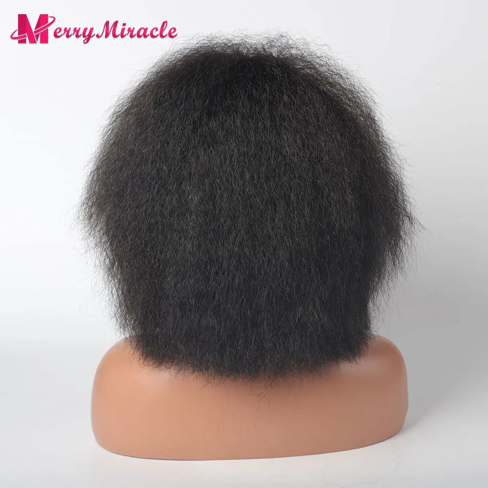 Crown & Glory Wigs  Short Fluffy Straight Synthetic Wig for  Women Kinky Straight Hair Natural Colour Afro Wigs for Women