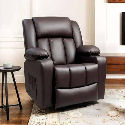 Living Room Power Lift Recliner Chair, Electric Leather Lift Recliner Chair W/Massage & Heat Cup Holders Lift Reclining Chair Sofa, Recliner