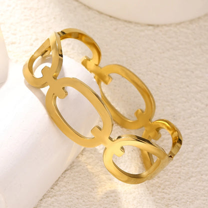 Jewellery  Chunky Circular Link Bracelets Stainless Steel Wide Bracelet Gold Cuff Bracelet For Women Girls  Stackable Gold Color Jewelry